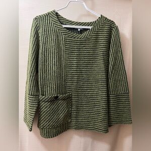 Habitat Green and Black Long Sleeve Knit Womens Top Size Small